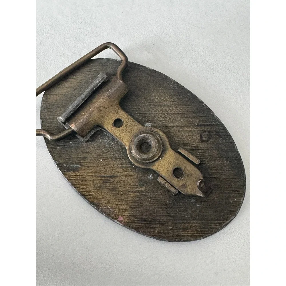 Vintage Castrol Oil Belt Buckle‎ Metal Automotive Racing Logo Lions Patina